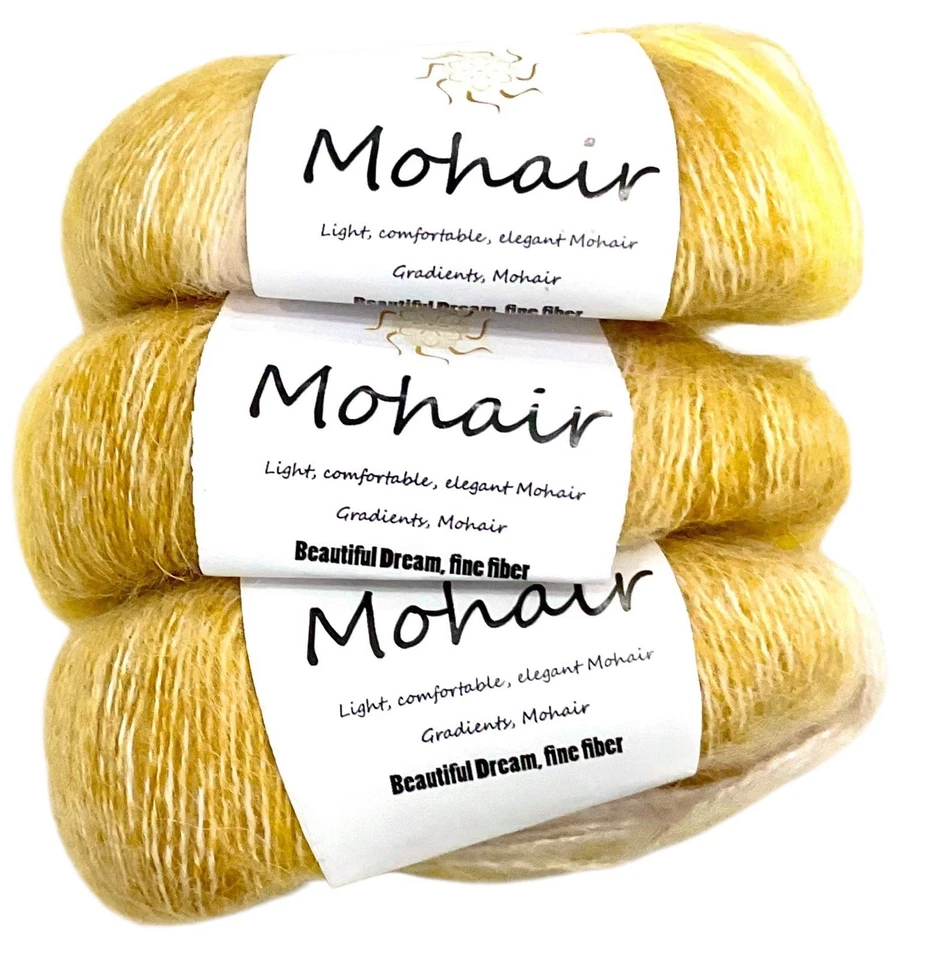3 bolas de hilo de lana mohair y cachemir dorado amarillo blanco 25 gramos cada una nuevas Foto 1 de 2