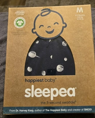 Happiest Baby Sleepea - Blue/black  SWADDLER Small 0-2 months 5-12 Lb Planets - Image 1 of 4