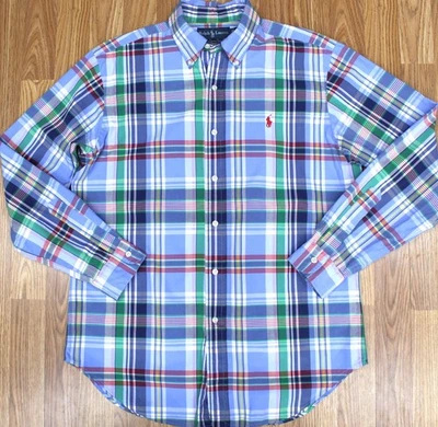 POLO RALPH LAUREN CLASSIC FIT 100% COTTON SHIRT MADRAS PLAID Sz MEDIUM, M - Image 1 of 4