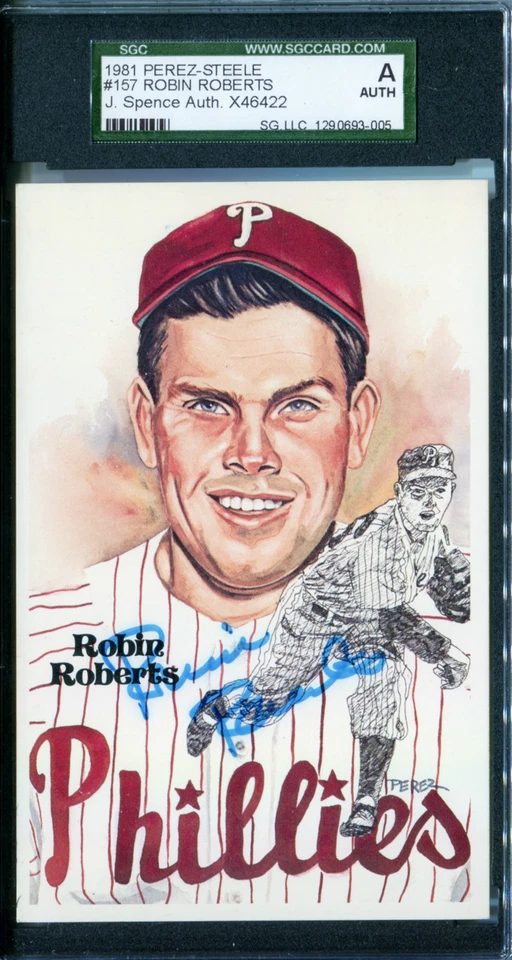 ROBIN ROBERTS Signed Slabbed 1981 Perez Steele 6th Series Postcard HOF JSA/SGC - Image 1 of 1