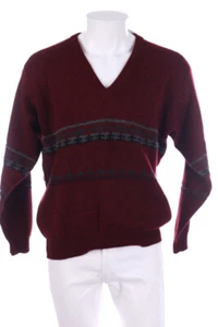WESTBURY by C&A V-Neck-Pullover Streifen Wolle M bordeauxrot grau - Bild 1 von 5