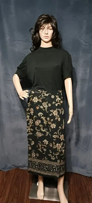 Falda Jaclyn Smith Mujer 18 Aberturas Negra Floral Crucero Moderna Todos los Días Boho Playa Foto 1 de 4