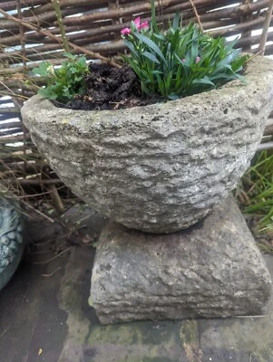 Superb 1950's Carved Stone Garden Planter - Image 1 of 4