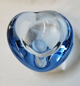Hand Blown Heavy Guage Blue Decorative Piece Cigar Tray Artist Signed *(AA1) - Picture 1 of 7