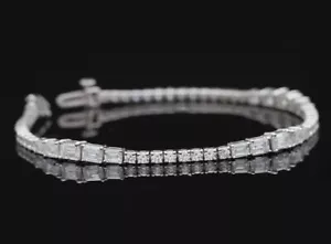 5.20 Ct Emerald & Round Cut Lab Grown Diamond Womens Tennis Bracelet 925 Silver - Picture 1 of 7