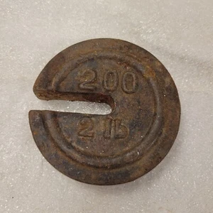 VINTAGE CAST IRON 200 2 LB PLATFORM SCALE 4" ROUND SLOTTED 2 LBS - Picture 1 of 3