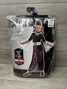 Costume Halloween Vampiro Contessa Oscura Bambina Taglia X-Large 14-16 Vestito e Collare - Foto 1 di 7