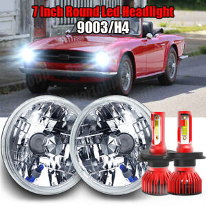 For Triumph TR6 1969-1976 Round Projector 2Pcs 7" LED Headlights High/Low H4
