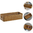 Rectangular Wicker Toilet Paper Basket with Handles for Organizer and Utensils