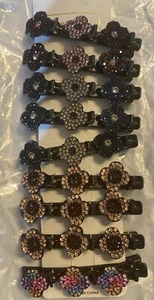 9pcs. Sparkling Crystal Stone Hair Clips- About 4” Wide - Picture 1 of 2