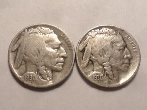 1930-P 1930-S "FULL DATES" INDIAN HEAD BUFFALO NICKELS 2 PC "1930" YEAR SET!!! - Picture 1 of 2
