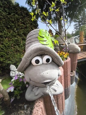 BY KUNST-STEIN-DESIGN Wasserspeier/Teichfigur Froschbüste XL Steinguss