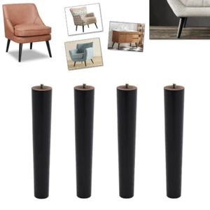 4x Wooden Furniture Legs Beech Tapered Feet For Sofa Table Chair Stool 15-69cm - Picture 1 of 70
