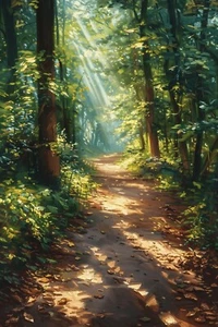 WOODLAND FOREST TREES CANVAS PICTURE PRINT WALL ART - Picture 1 of 3