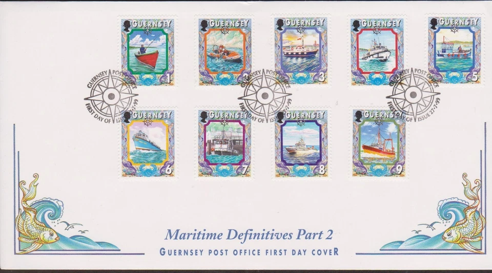 GB GUERNSEY 1999 Maritime Ships Definitives Part 2 1p to 9p SG 785-793 FDC BOATS - Image 1 of 1