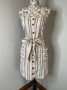 Newlook size 8 candy stripe mini dress with buttons & belt - Picture 1 of 3