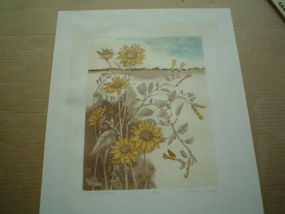 Grabado de colores originales "Girasoles salvajes" de MARTHA PURDY - firmado y numerado Foto 1 de 4