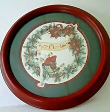 HOMCO Santa MERRY CHRISTMAS Round Red picture 12" round Vintage & Collectible