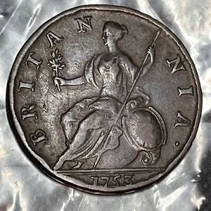 1753 GREAT BRITAIN HALF PENNY GEORGE II #1057 - Bild 1 von 8