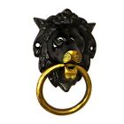 Handcrafted Brass Black Lion Face Shape Doorbell Victorian Style Door Knocker