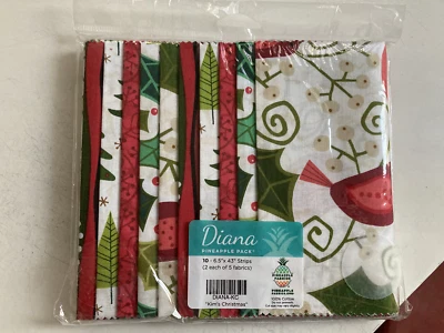 Kim's Navidad Moderna Vacaciones Rojo/Verde 6.5" Tiras para Acolchado, 10 piezas Foto 1 de 2