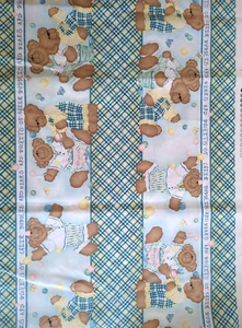 Daisy Kingdom #1610 Butterfly Bears Bumper Border Stripe BTY Cotton Fabric - Picture 1 of 4