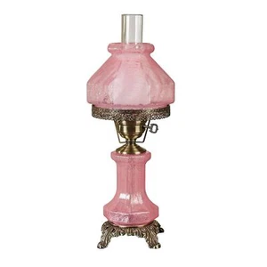 Isabel Hurricane Style Hand-Blown Crackled Glass Victorian Table Lamp Pink | ... - Picture 1 of 2
