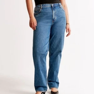 Pantalones de mezclilla para mujer Abercrombie & Fitch Curve Love años 90 rectos tiro ultra alto azules - Imagen 1 de 8