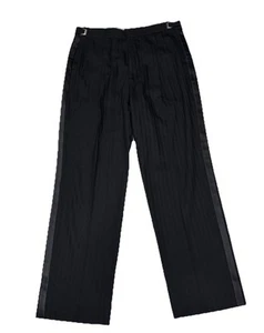 Mens Size 34 Vintage Christian Dior Dress Tuxedo Trousers Formal Stripe Black - Picture 1 of 11