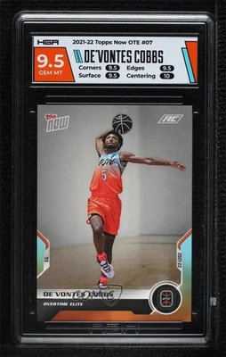 2021 Now Overtime Elite Online Exclusive Debut De'Vontes Cobbs HGA 9.5 GEM MINT - Image 1 of 2
