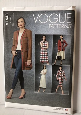 Vogue V1643 Misses Jacket Skirt and Dress Sewing Pattern Sizes 16-22 New Uncut. - Image 1 of 2