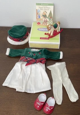 Bitty Baby Evergreen Christmas Outfit American Girl Complete Retired Shoes Hat - Image 1 of 4