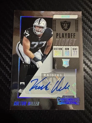 Boleto de novato KOLTON MILLER Raiders 2018 Playoff Contenders automático/99 Foto 1 de 2