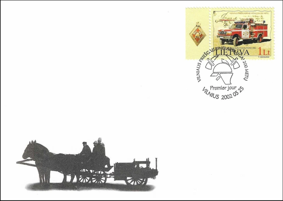 Fire Truck Vilnius Fire Department 200 Years Baltic Lithuania FDC 2002 - Image 1 of 1
