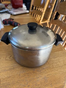 Revere Ware 1801 Vintage 4 Qt Stainless Copper Bottom Stock Pot with Lid - Picture 1 of 4