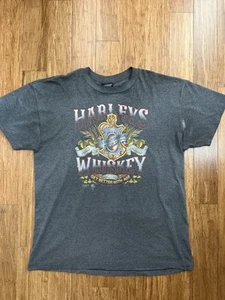 Vintage Harley Davidson 3D Emblem T-Shirt Sz XL 1988 Black "Harleys & Whiskey" - Picture 1 of 10