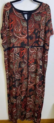 CATHERINES  Plus 3X 26/28W Long Maxi Dress Cold Shoulder Short Sleeve Stretch - Image 1 of 4