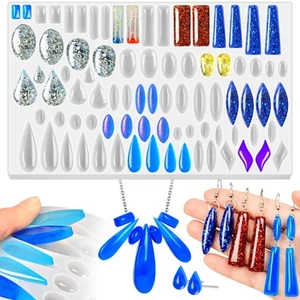 Resin Earring Molds, 82-Cavity Stud Earring Silicone Molds for Epoxy Resin Ca... - Picture 1 of 8