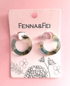New Fenna & Fei Women's Hoop Earrings Acrylic Multicolor 1 " La Posuette Closure - Picture 1 of 16