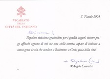 CARDINALE ANGELO COMASTRI AUTOGRAFO POPE HAND SIGNED AUTOGRAPH