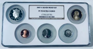2007-S Silver Proof 5-Coin Set NGC PF70 Ultra Cameo - Picture 1 of 2
