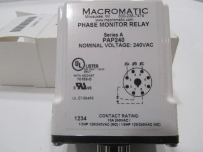 Macromatic PAP240 Series A Phase Monitor Relay 5WMJ5 - Image 1 of 4