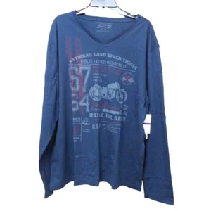 $34.00 Seven7 T-shirt uomo scollo a V manica lunga grafica cotone, indaco, XXL - Foto 1 di 9