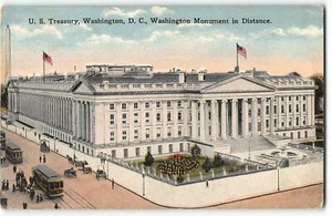 US Treasury Building, Washington DC (Monument in Distance) - c1910 Postcard - Picture 1 of 2