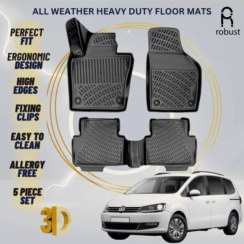 Tapetes forros para VW Volkswagen Sharan 2010-2022 alfombras de alta resistencia para todo tipo de clima Foto 1 de 4