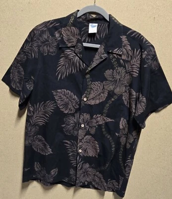 Camisa Aloha Rainbow Hawaii Para Hombres Talla L Abotonada Negra Floral Tropical Playa  Foto 1 de 4