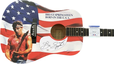 BRUCE SPRINGSTEEN SIGNED AUTOGRAPHED BORN IN THE U.S.A. GRAPHICS GUITAR PSA COA Cover