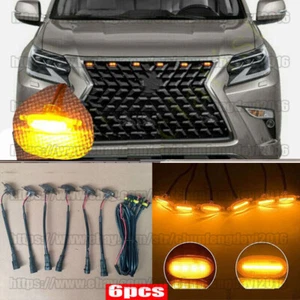 6 PIEZAS Luces LED negras ámbar parrilla delantera estilo Raptor para Lexus GX460 2010-2023 - Imagen 1 de 5