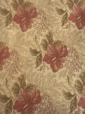 Moda Sharon Newman Cotton Brown With Reddish Brown Flower 2 Yards - Image 1 of 4