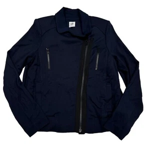 Cabi Womens SMALL S Chance Moto Jacket Navy Blue Style #5476 Shoulder Pads - Picture 1 of 11